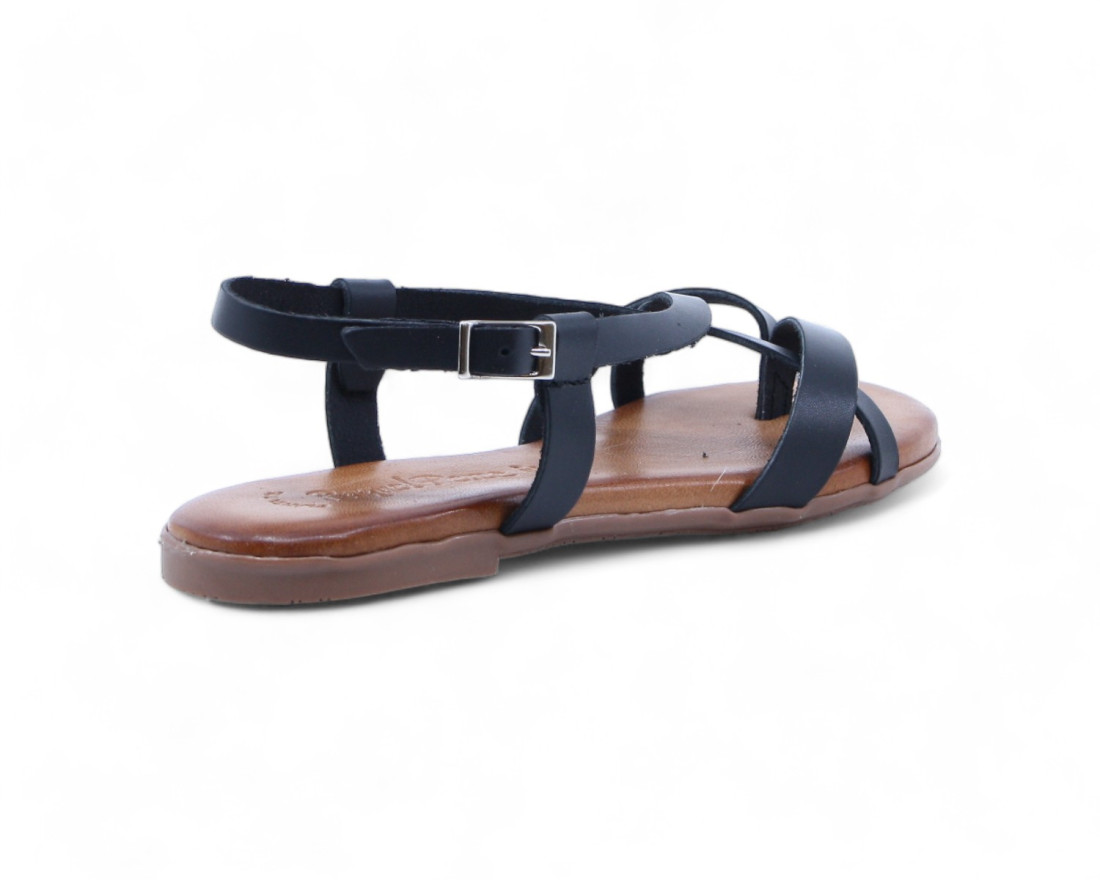 Raquel Perez Sandalia Dedo Plana Bach 02 Negro Mujer