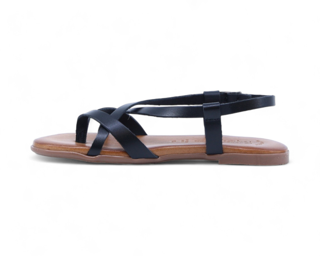 Raquel Perez Sandalia Dedo Plana Bach 02 Negro Mujer