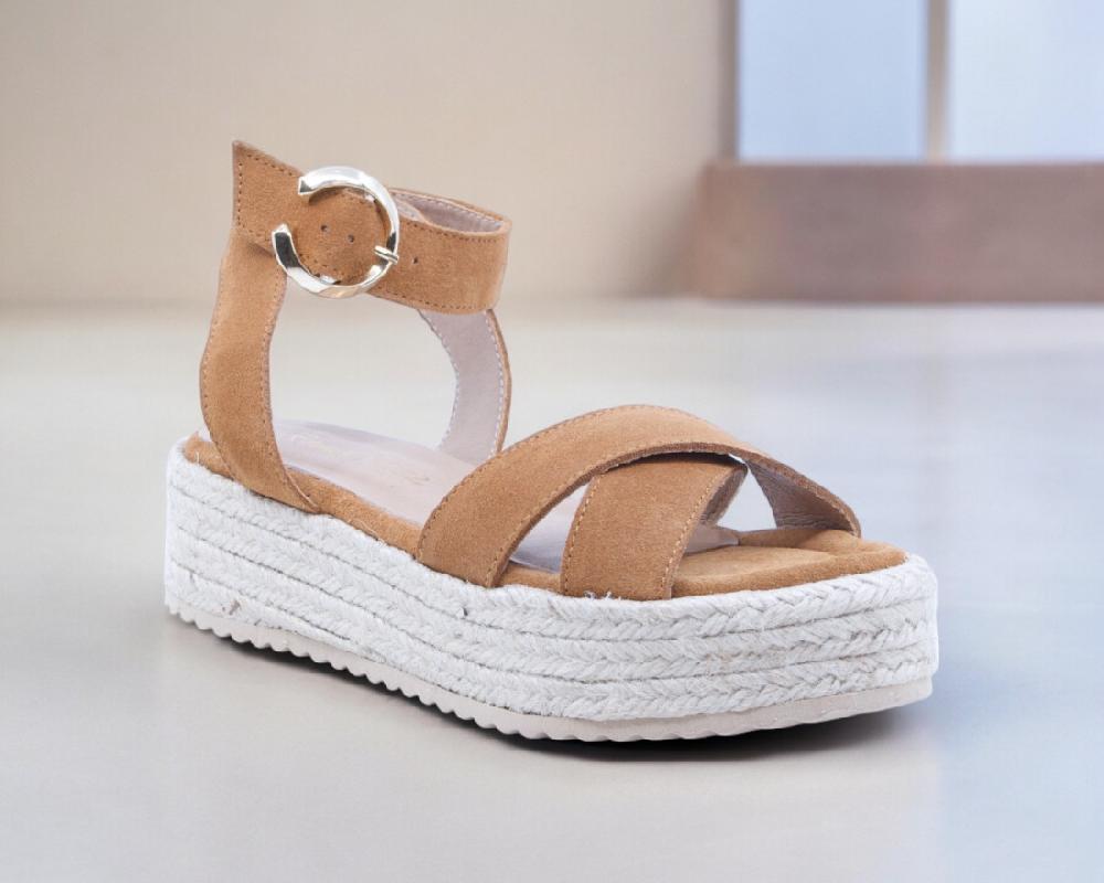 Raquel Perez Sandalia Esparto Goa 04 Ante Camel Mujer