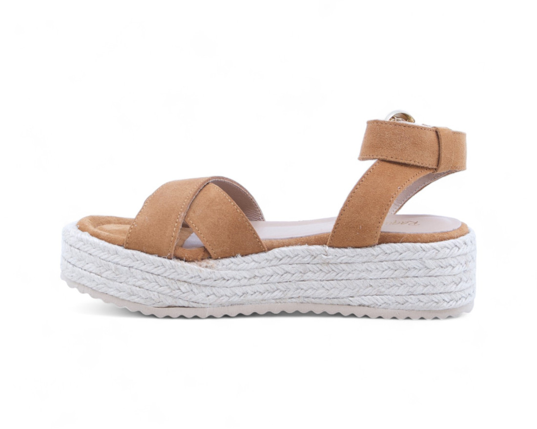 Raquel Perez Sandalia Esparto Goa 04 Ante Camel Mujer