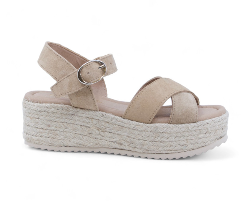 raquel perez Sandalia Esparto Golem 04 Ante Beige Mujer