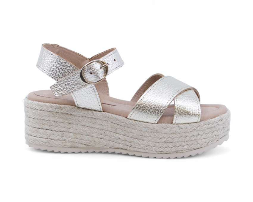 raquel perez Sandalia Esparto Golem 04 Champán Mujer