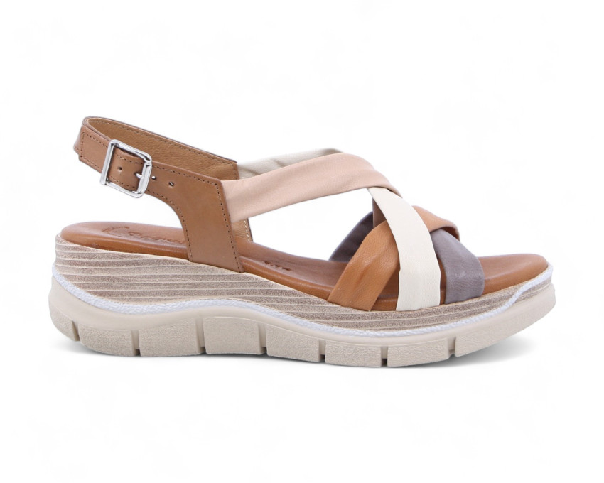 raquel perez Sandalia Hermione Caoba Taupe Beige Mujer