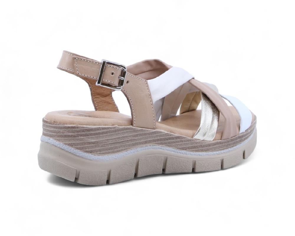 Raquel Perez Sandalia Hermione Platino Blanco Nata Beige Mujer