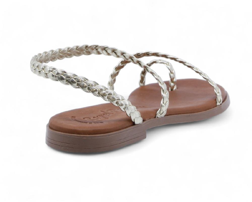 Raquel Perez Sandalia Plana Abbie 08 Platino Oro Mujer