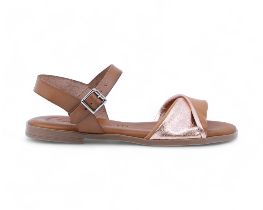 raquel perez Sandalia Plana Adriana 08 Cuero Oro Mujer