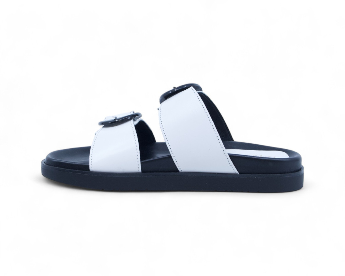 Raquel Perez Sandalia Plana Azucena 04 Blanco Negro Mujer