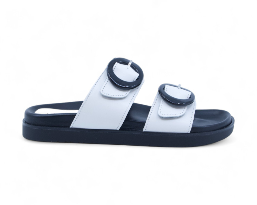 raquel perez Sandalia Plana Azucena 04 Blanco Negro Mujer