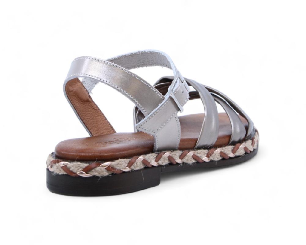 Raquel Perez Sandalia Plana Burbuja 02 Metalizado Arena Mujer