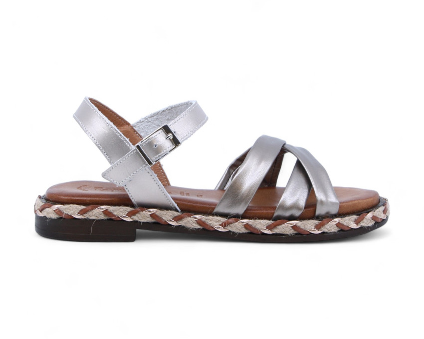 raquel perez Sandalia Plana Burbuja 02 Metalizado Arena Mujer