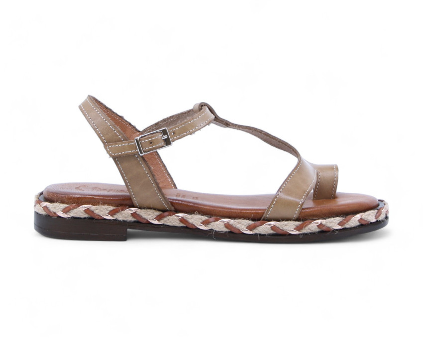 raquel perez Sandalia Plana Dedo Bonus 02 Tostado Mujer