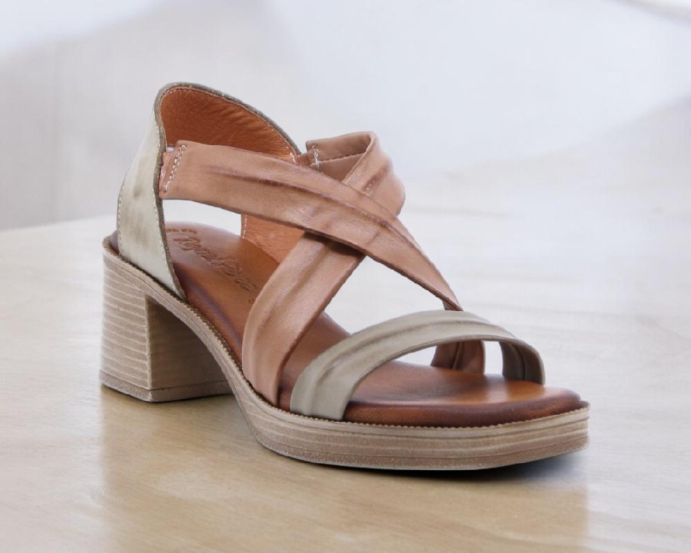 Raquel Perez Sandalia Tacón Paraíso 02 Marrón Claro Mujer