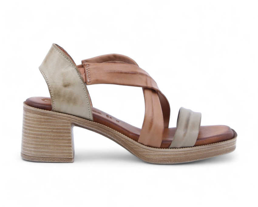 raquel perez Sandalia Tacón Paraíso 02 Marrón Claro Mujer