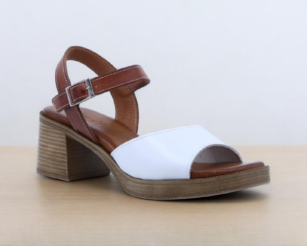 Raquel Perez Sandalia Tacón Pasatiempo Blanco Mujer