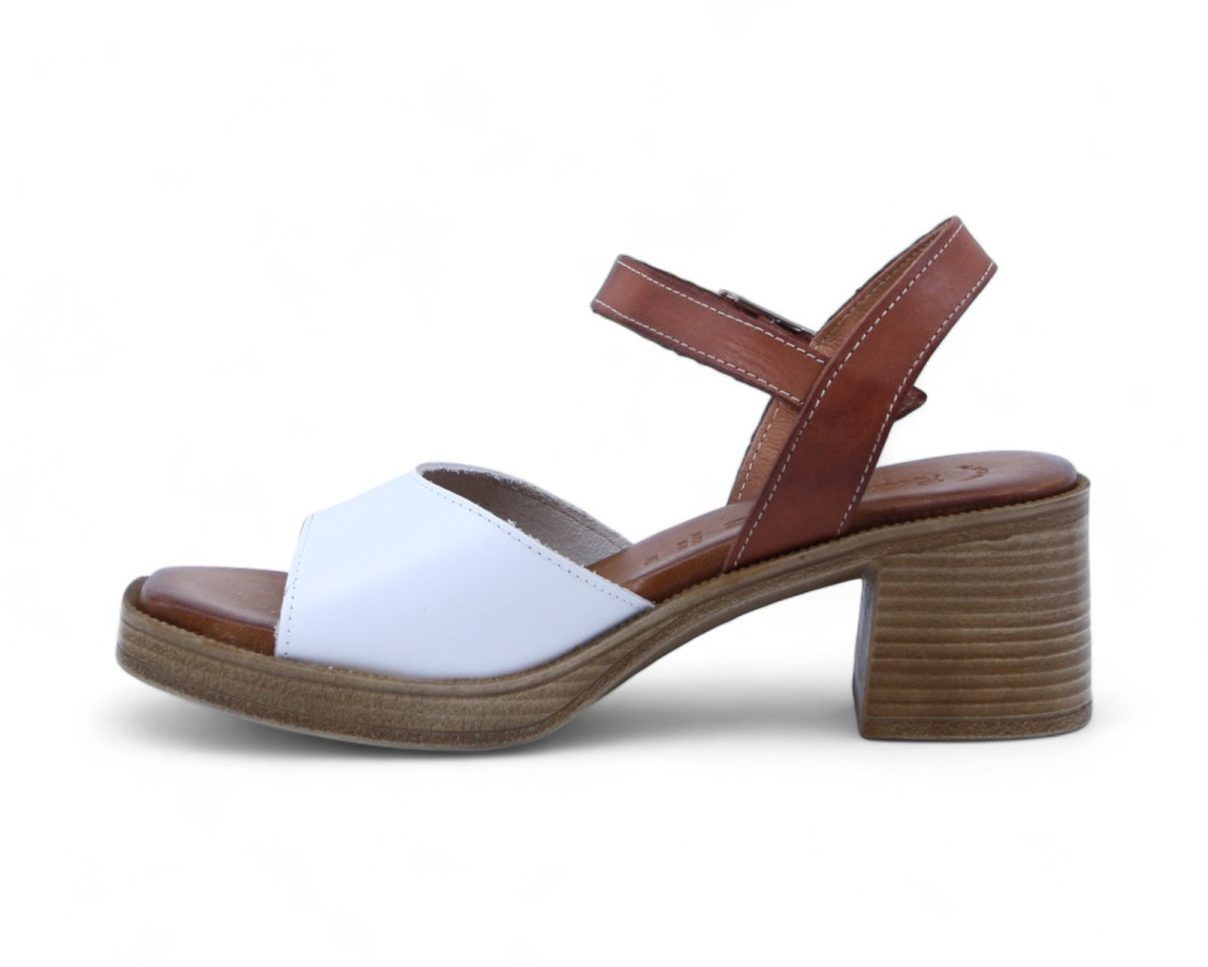 Raquel Perez Sandalia Tacón Pasatiempo Blanco Mujer