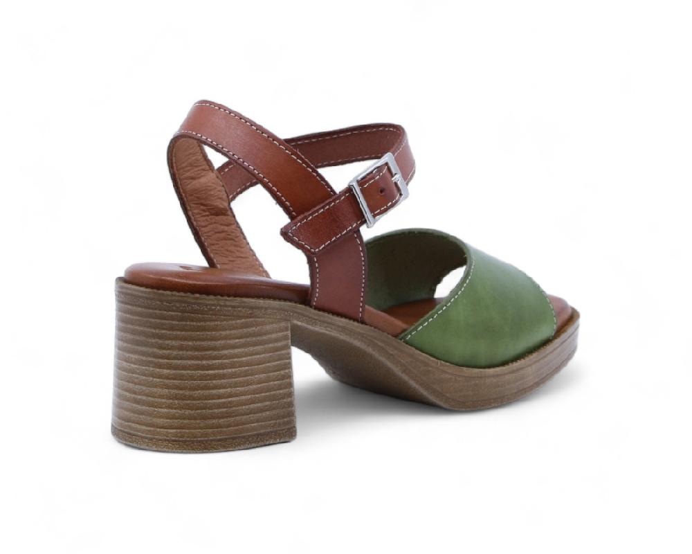 Raquel Perez Sandalia Tacón Pasatiempo Verde Pistacho Mujer