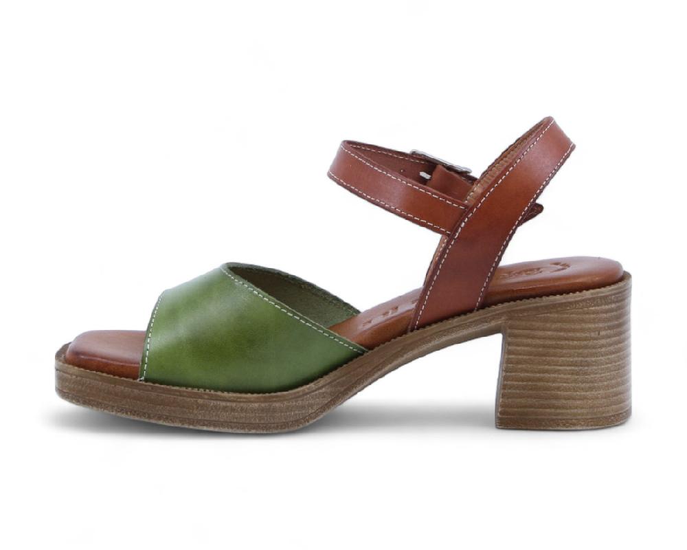 Raquel Perez Sandalia Tacón Pasatiempo Verde Pistacho Mujer
