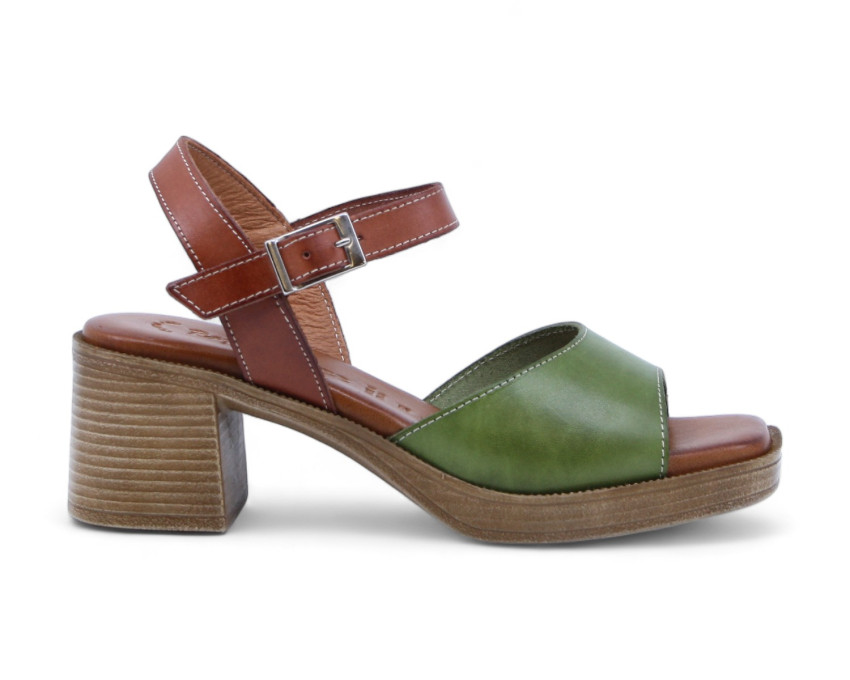 raquel perez Sandalia Tacón Pasatiempo Verde Pistacho Mujer