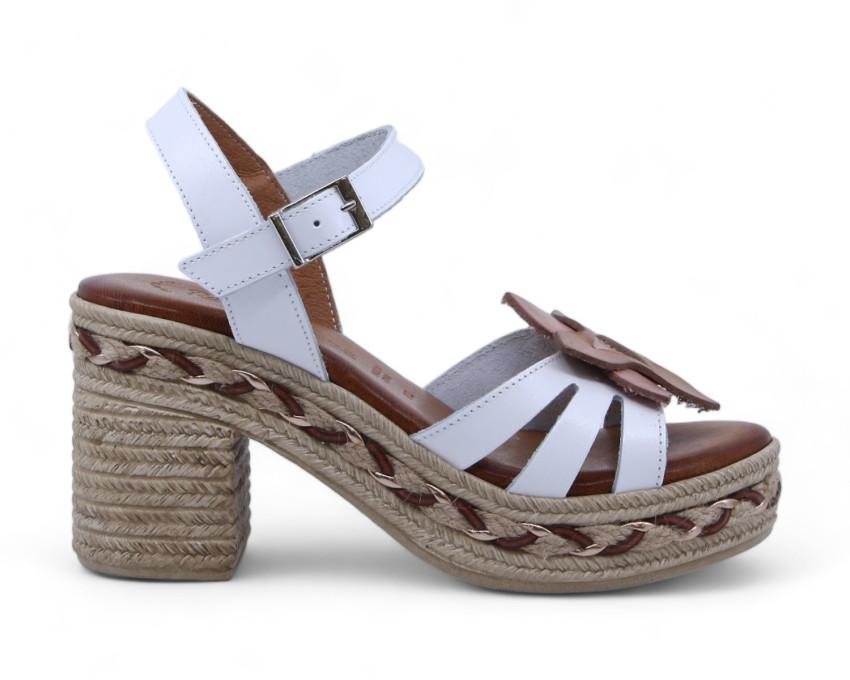 raquel perez Sandalia Tacón Rinascimento Blanco Arena Mujer