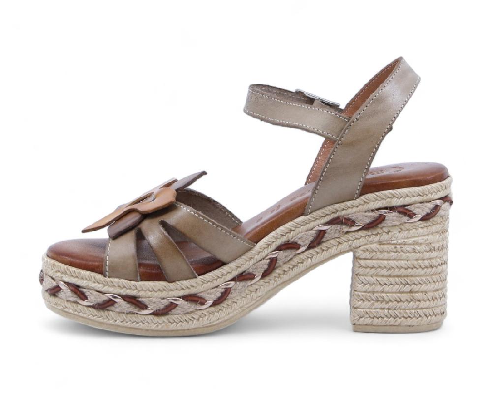 Raquel Perez Sandalia Tacón Rinascimento Taupe Mujer