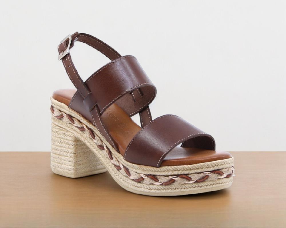 Raquel Perez Sandalia Tacón Ritual 02 Nuez Marrón Mujer