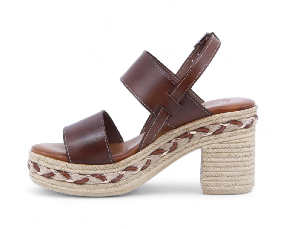 Raquel Perez Sandalia Tacón Ritual 02 Nuez Marrón Mujer