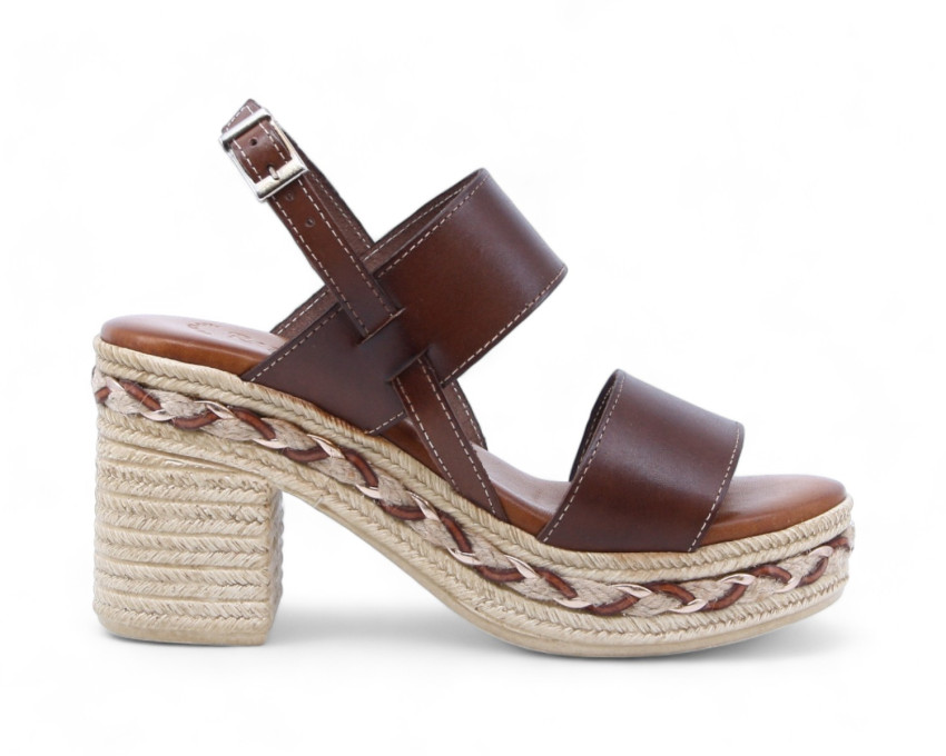 raquel perez Sandalia Tacón Ritual 02 Nuez Marrón Mujer