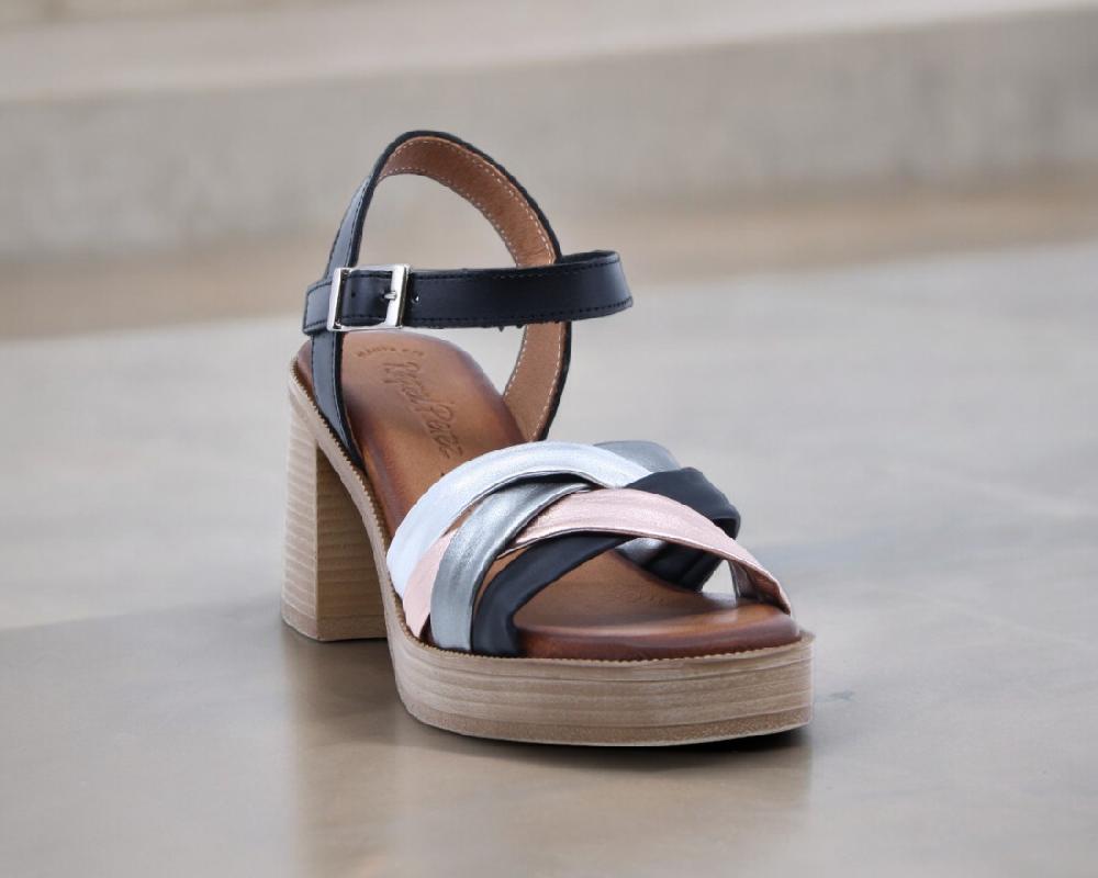 Raquel Perez Sandalia Tacón Tango 02 Negro Plomo Magnesio Mujer