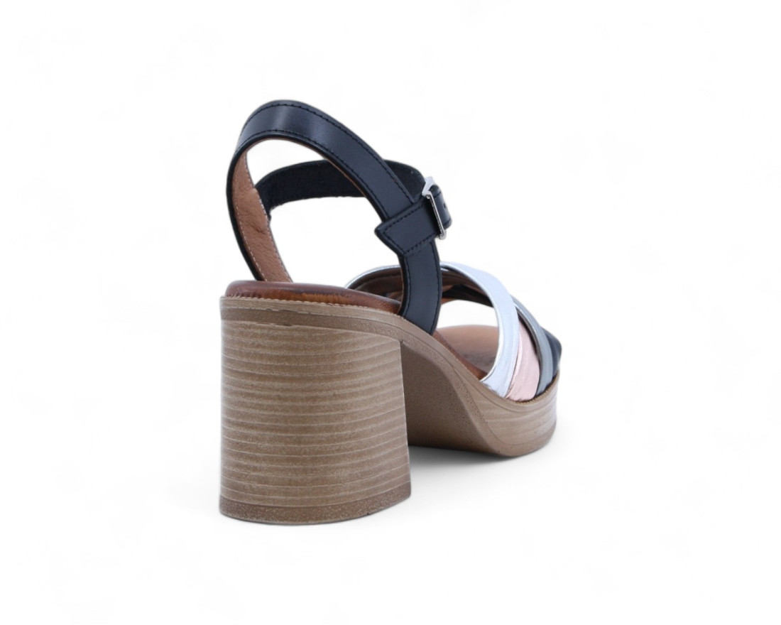 Raquel Perez Sandalia Tacón Tango 02 Negro Plomo Magnesio Mujer