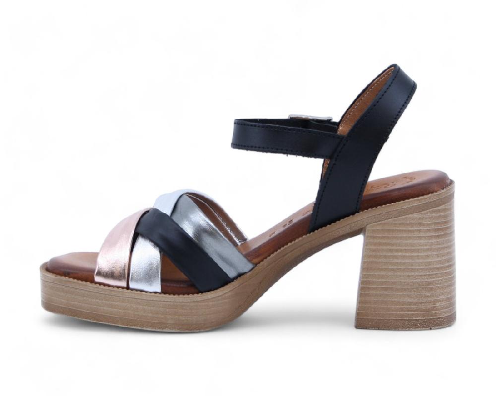 Raquel Perez Sandalia Tacón Tango 02 Negro Plomo Magnesio Mujer