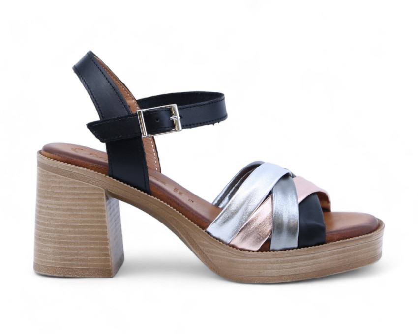 raquel perez Sandalia Tacón Tango 02 Negro Plomo Magnesio Mujer