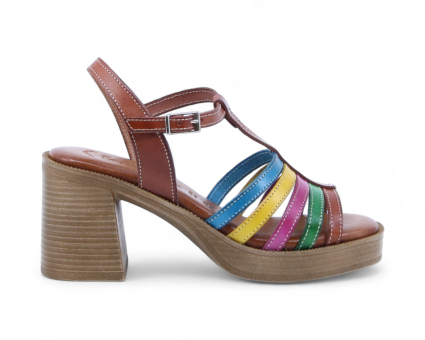 raquel perez Sandalia Tacón Tavina 02 Cuero Multicolor Mujer