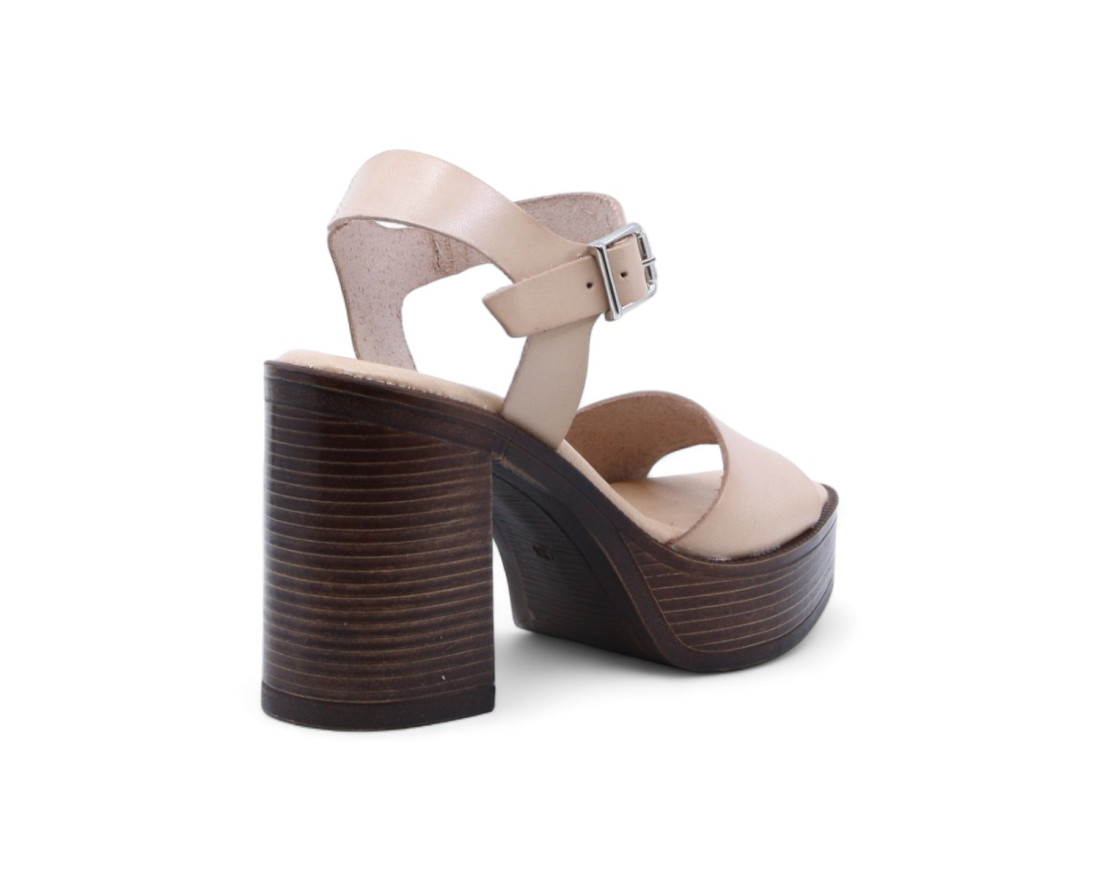 Raquel Perez Sandalia Tacón Valencia 08 Beige Mujer