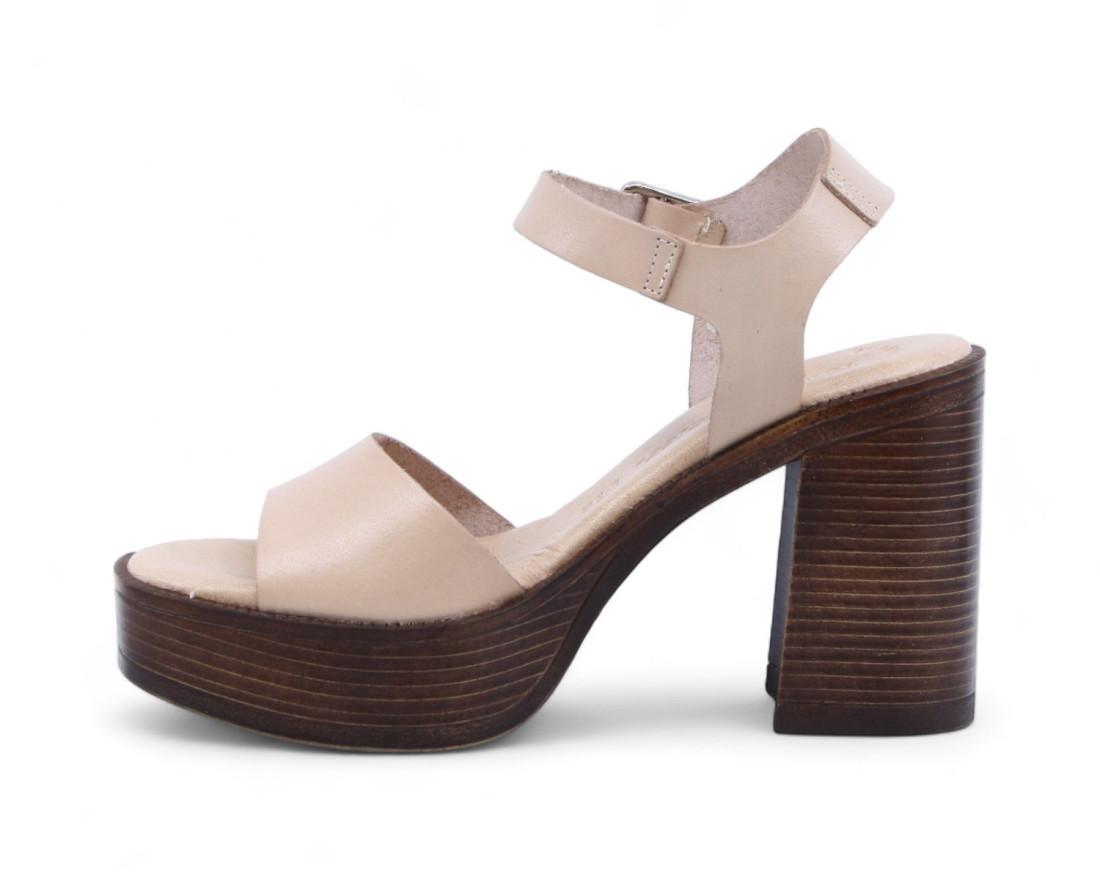 Raquel Perez Sandalia Tacón Valencia 08 Beige Mujer