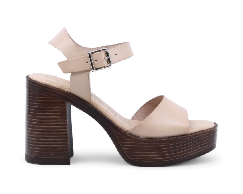 raquel perez Sandalia Tacón Valencia 08 Beige Mujer