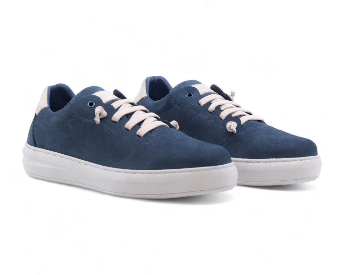 Raquel Perez Zapatilla Maxwell Piel Marino Beige Hombre