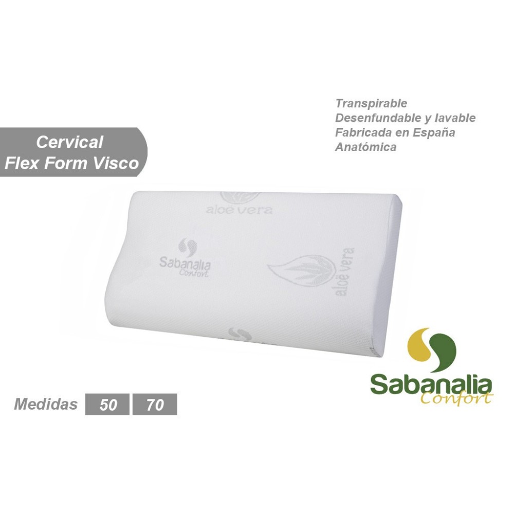 Sabanalia Almohada Cervical Viscoelastica Aloe Vera (Disponible En Varias Medidas)