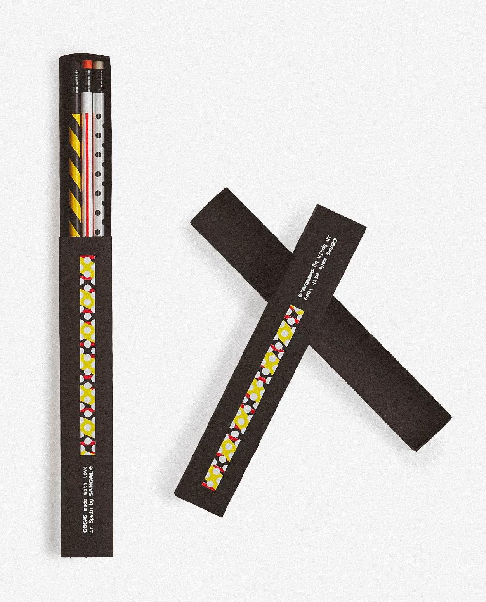 Sancal Geometric Doodles					 					Red Lines Black Dots Y Yellow Parallelograms