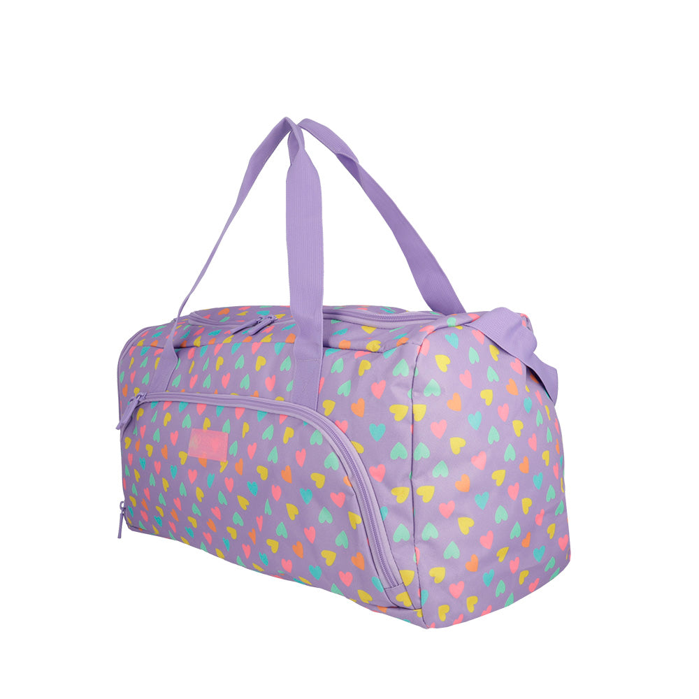 Saxoline Megapack Mochila Escolar + Bolso Deportivo + Lonchera + Estuche Heart Morado