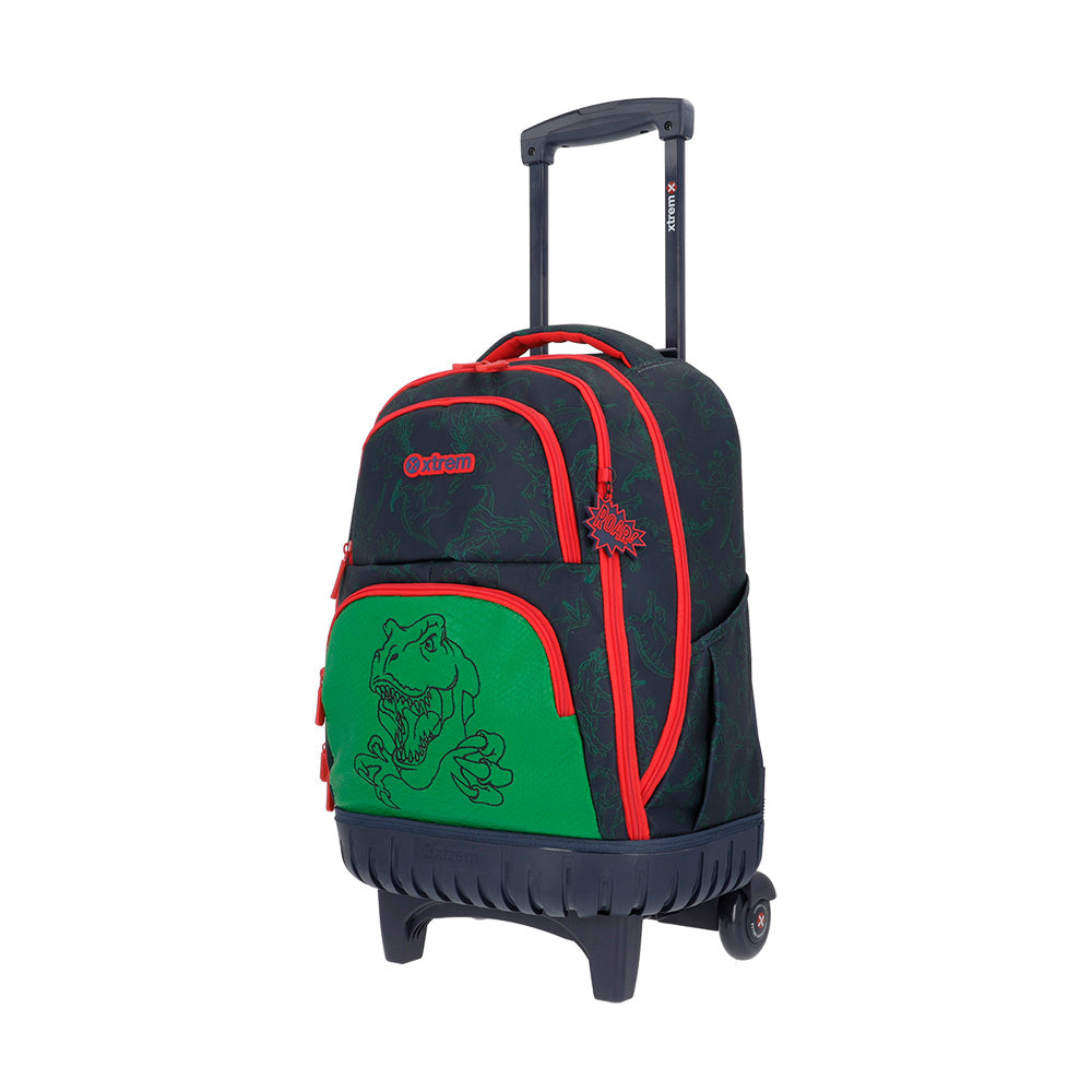 Saxoline Mochila Con Ruedas Para Niños Cross 2.0 Dino Azul