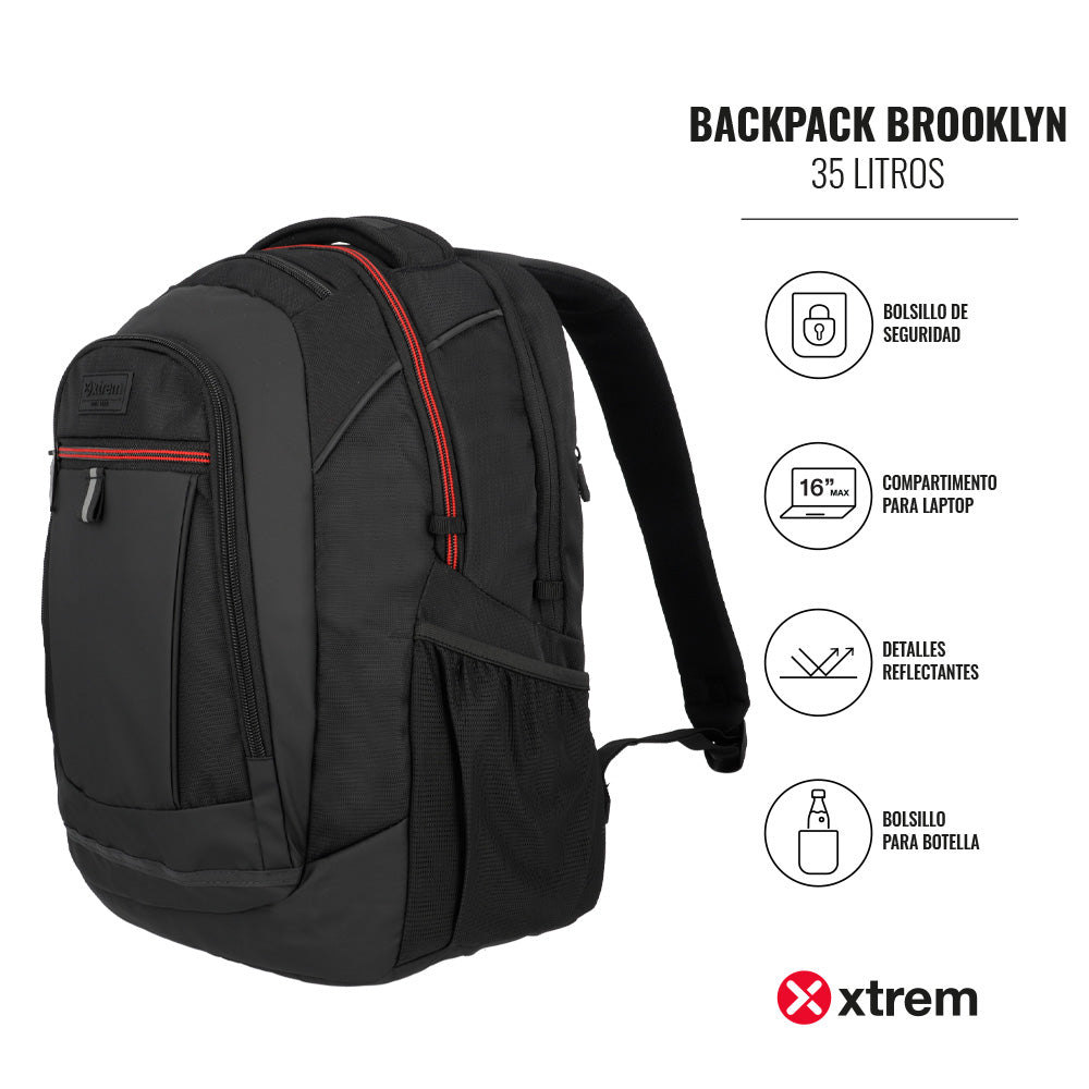 Saxoline Mochila Para Notebook De Hombre Brooklyn 16" Negra/roja