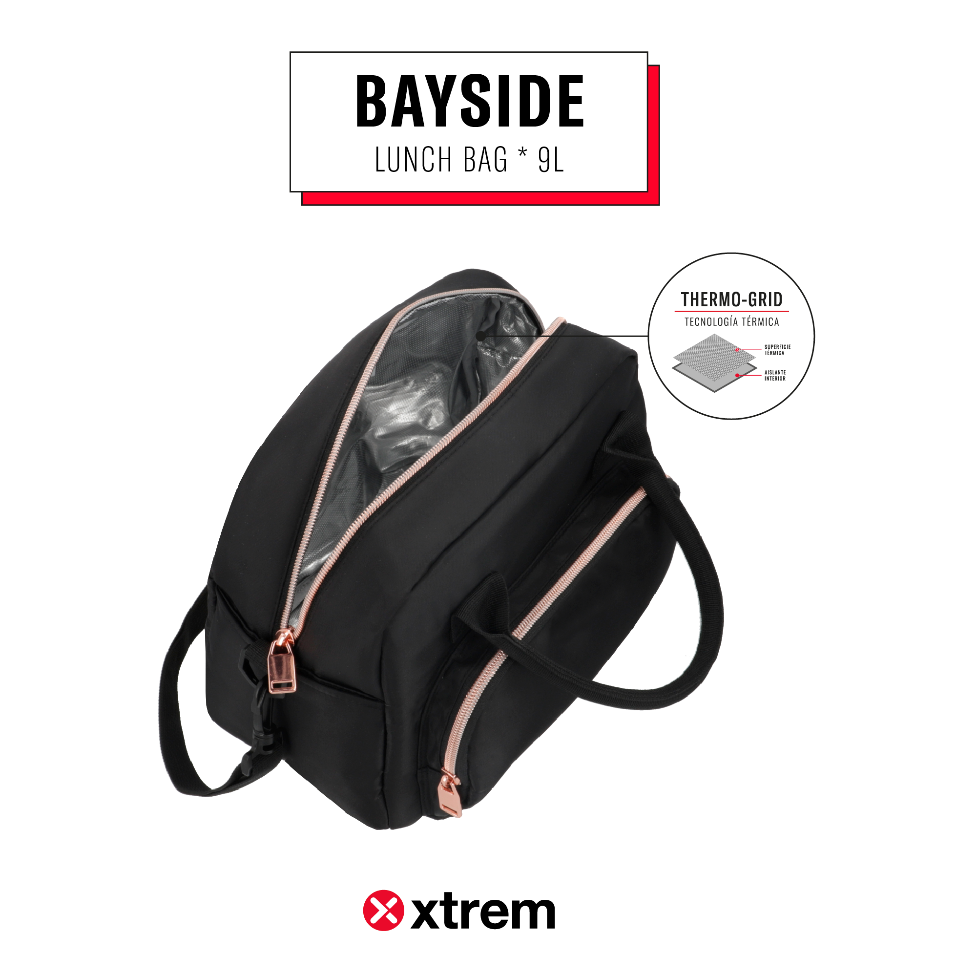 Saxoline Lonchera Térmica Bayside Negra/rosada