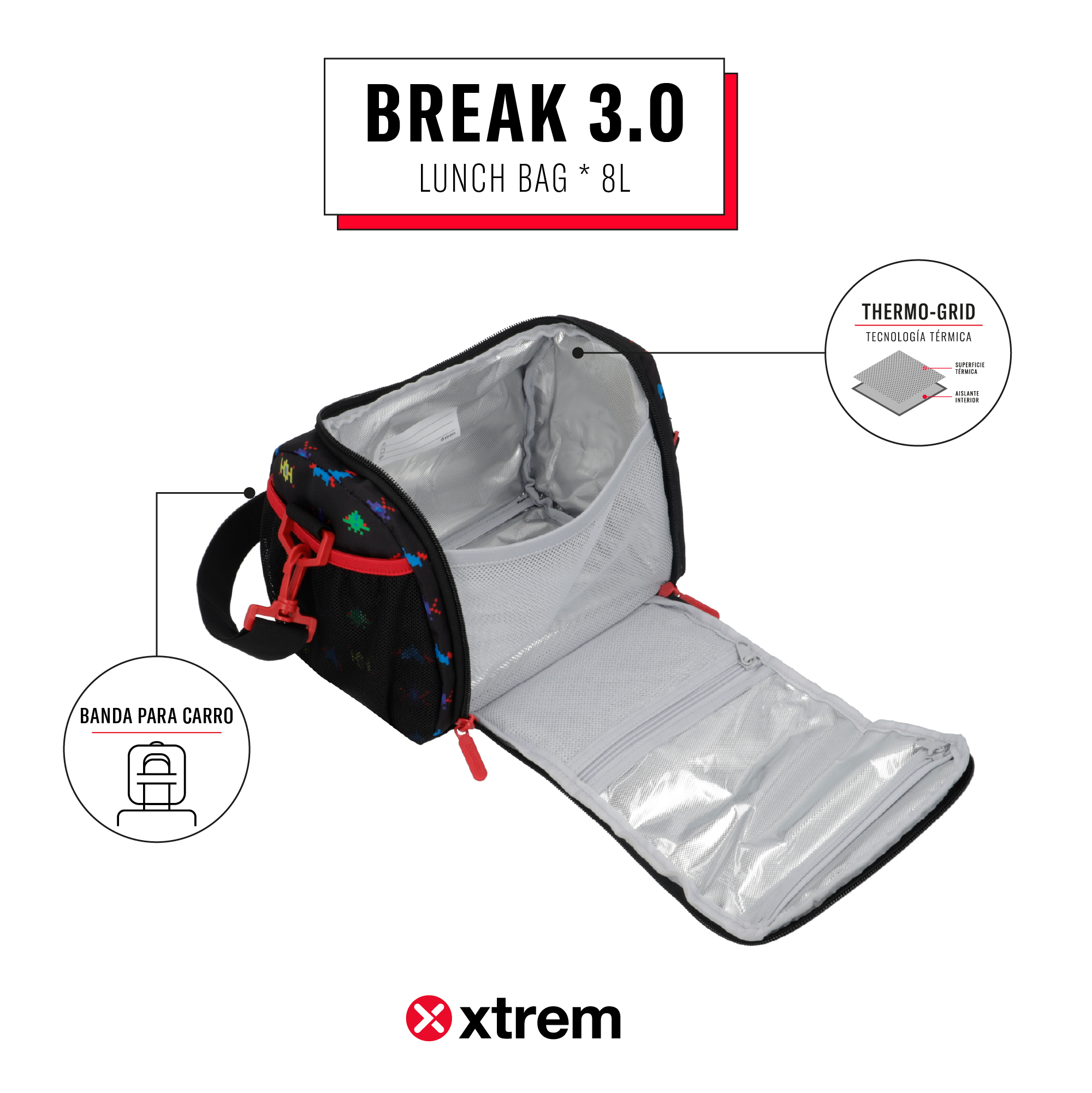 Saxoline Lonchera Térmica Break 3.0 Negra Arcade