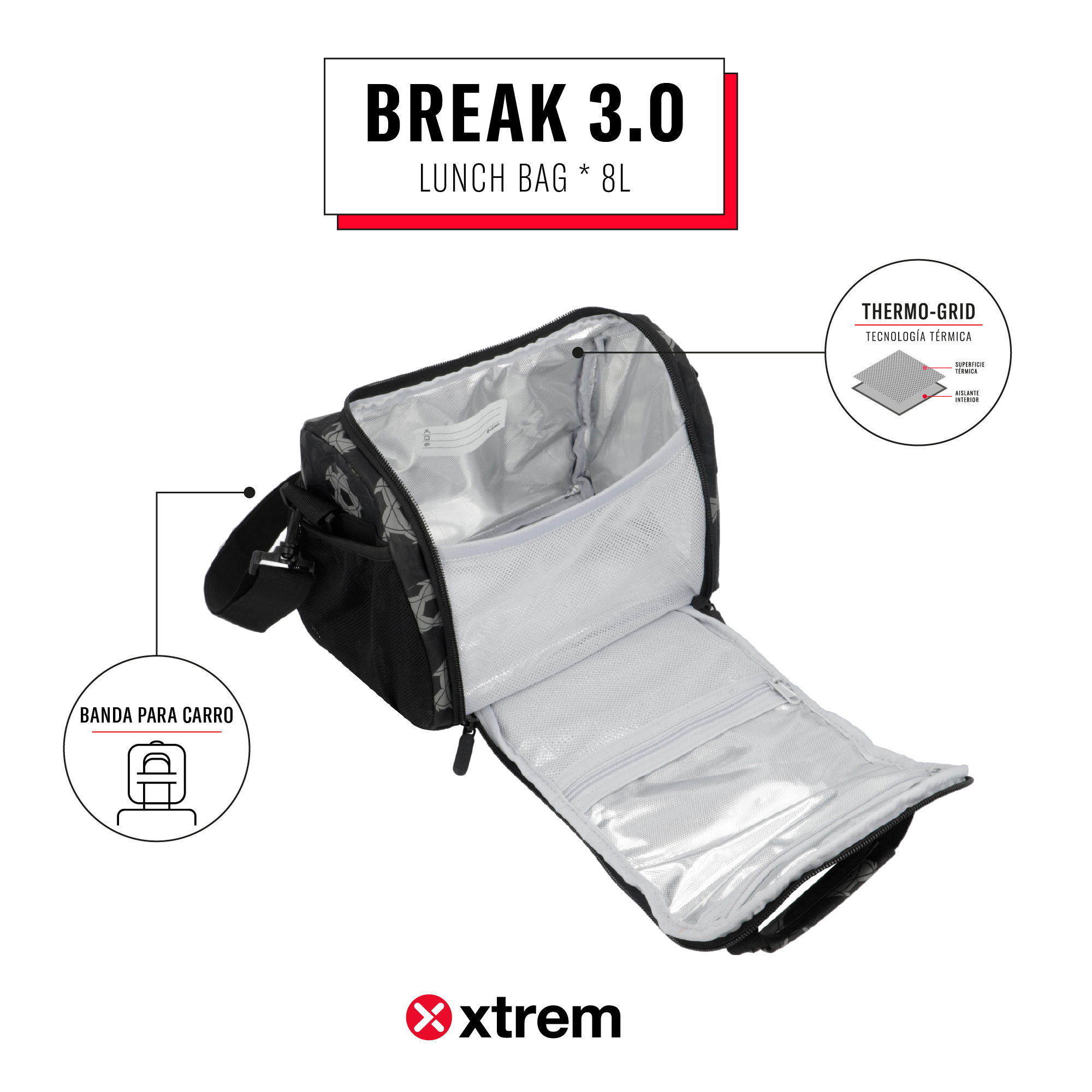 Saxoline Lonchera Térmica Break 3.0 Negra Fútbol