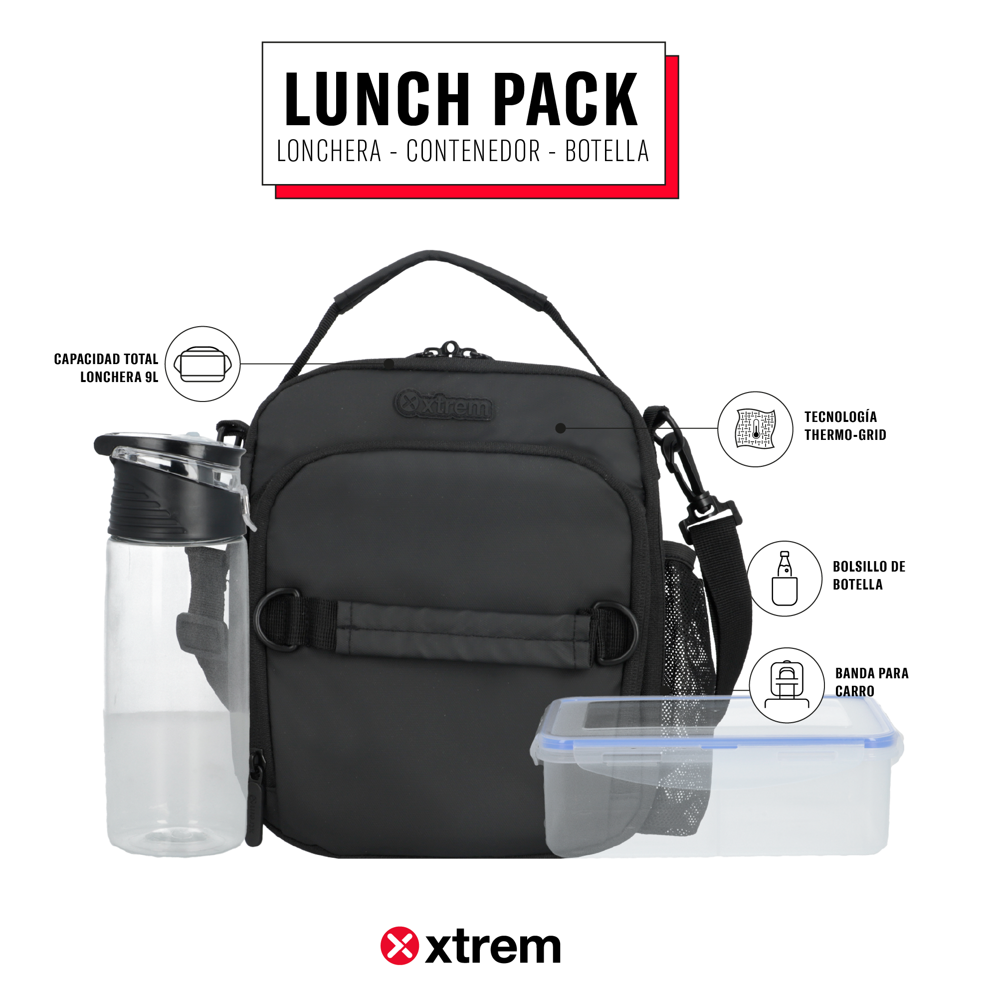 Saxoline Lonchera Térmica Lunch-Pack Negra