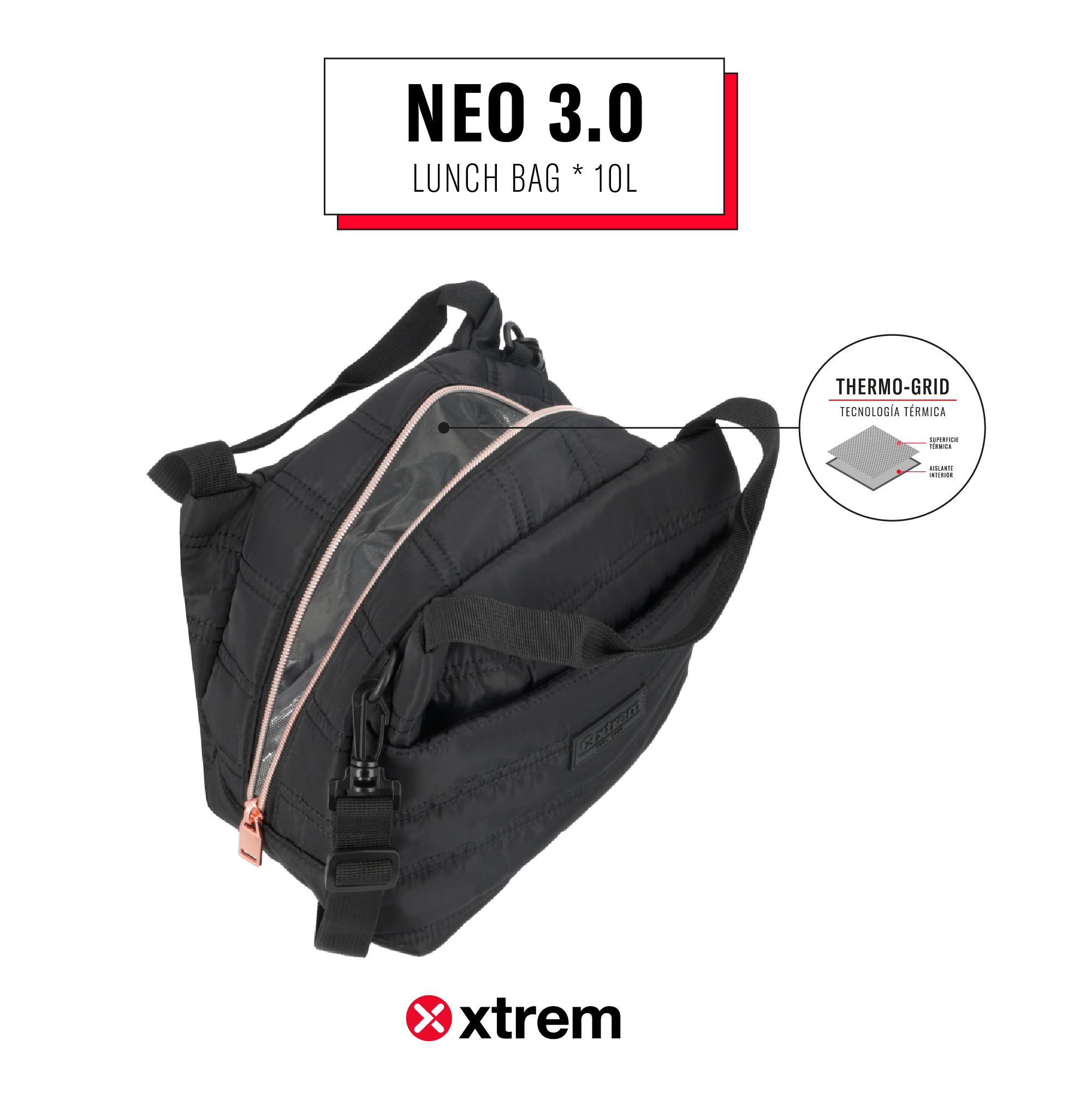 Saxoline Lonchera Térmica Neo 3.0 Negra/rosada