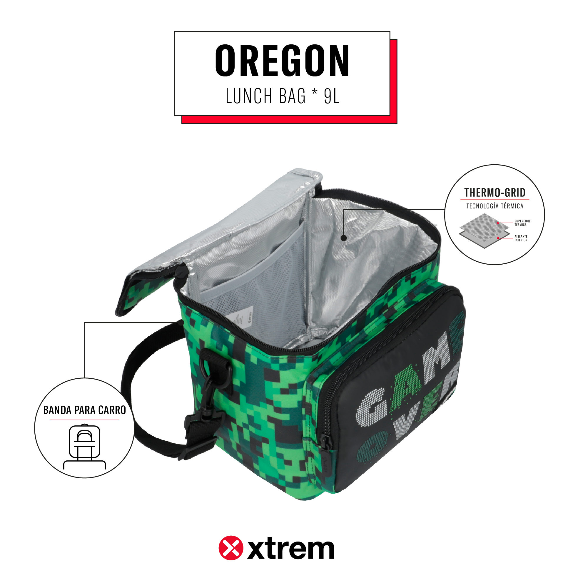 Saxoline Lonchera Térmica Oregon Verde Píxeles