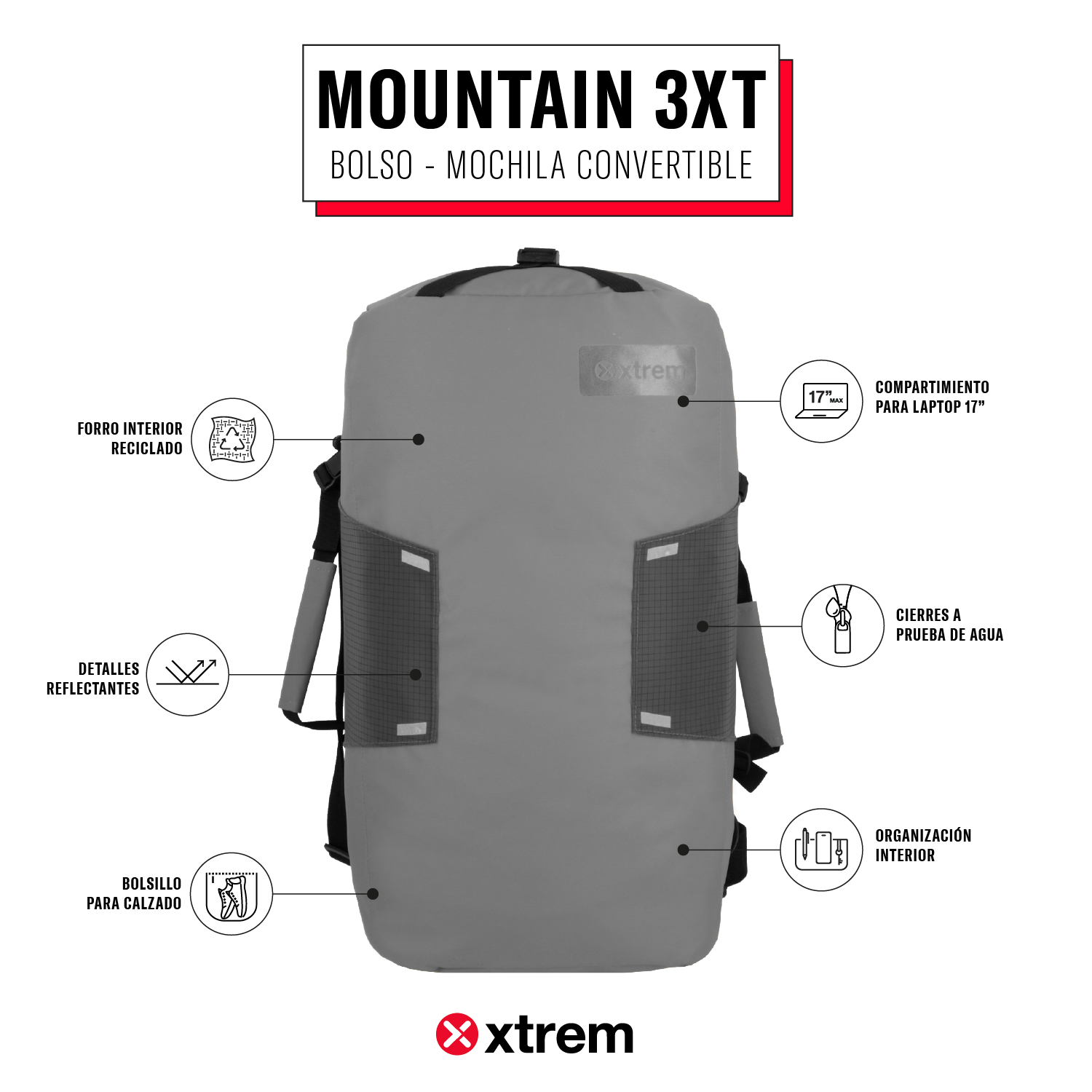 Saxoline Mochila-bolso Mountain Gris