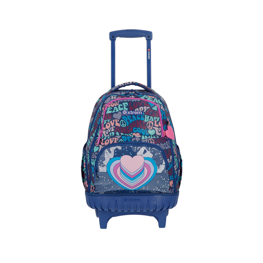 saxoline Mochila con ruedas Cross 2.0 Hearts azul
