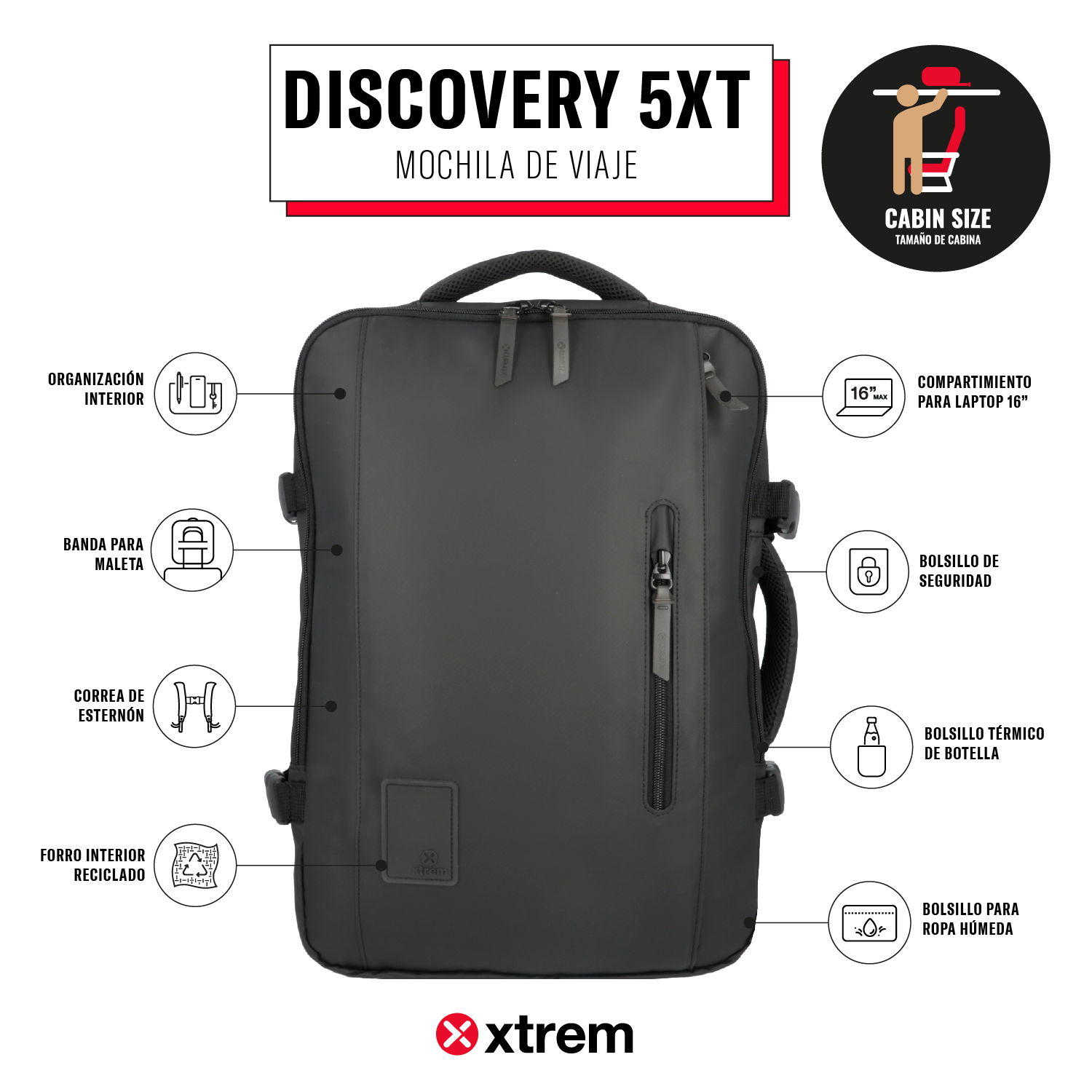 Saxoline Mochila De Viaje Discovery Negra